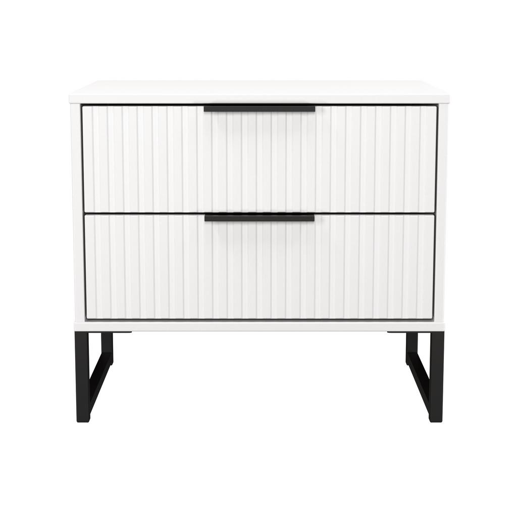 Fluted 2 Drawer Midi Chest with Black Sleigh Legs