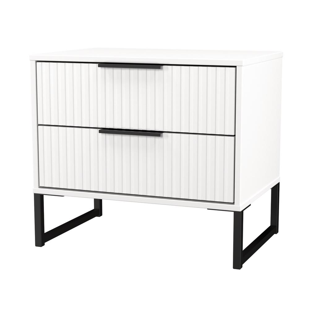 Fluted 2 Drawer Midi Chest with Black Sleigh Legs
