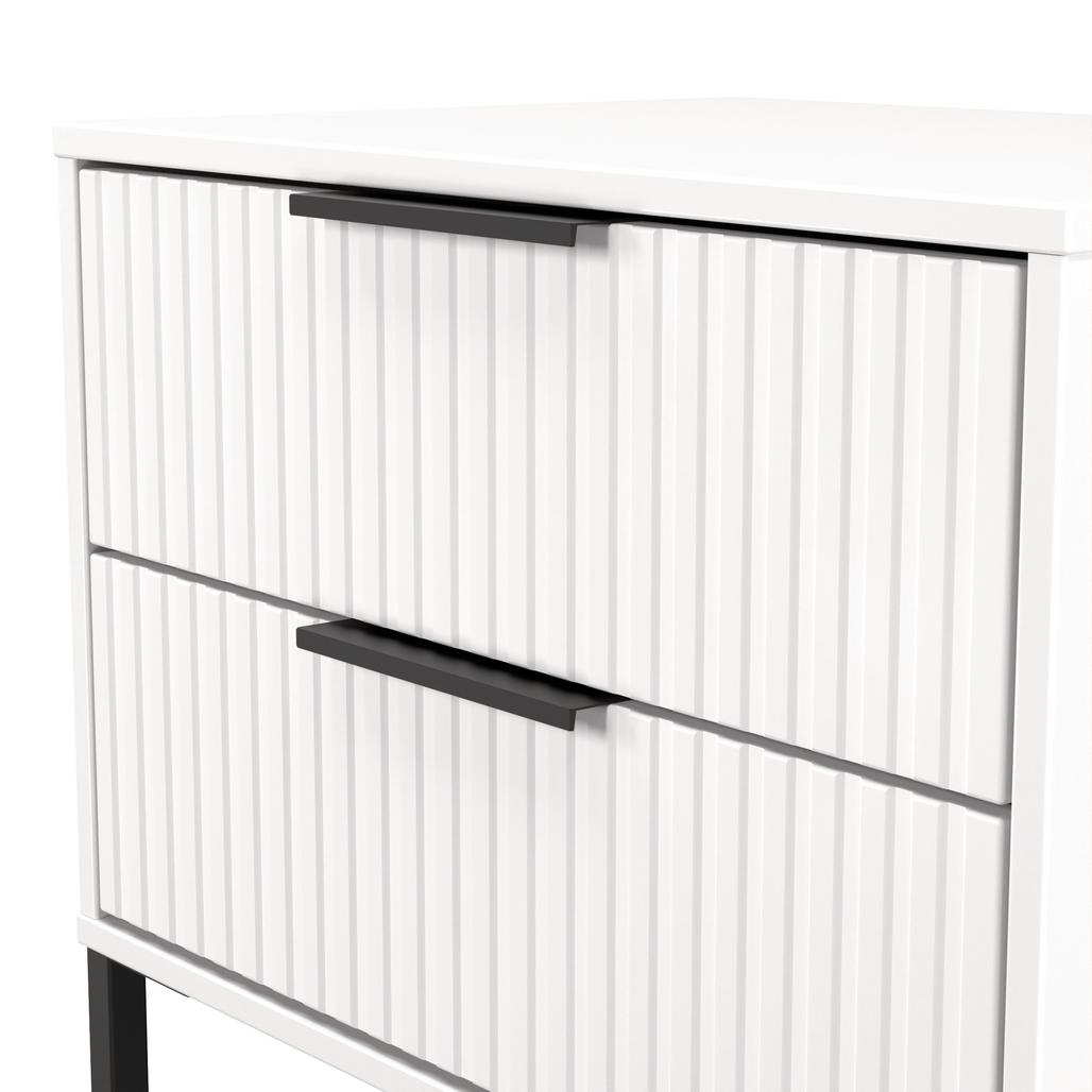 Fluted 2 Drawer Midi Chest with Black Sleigh Legs