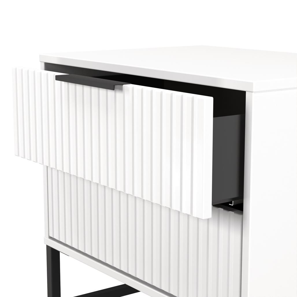 Fluted 2 Drawer Midi Chest with Black Sleigh Legs