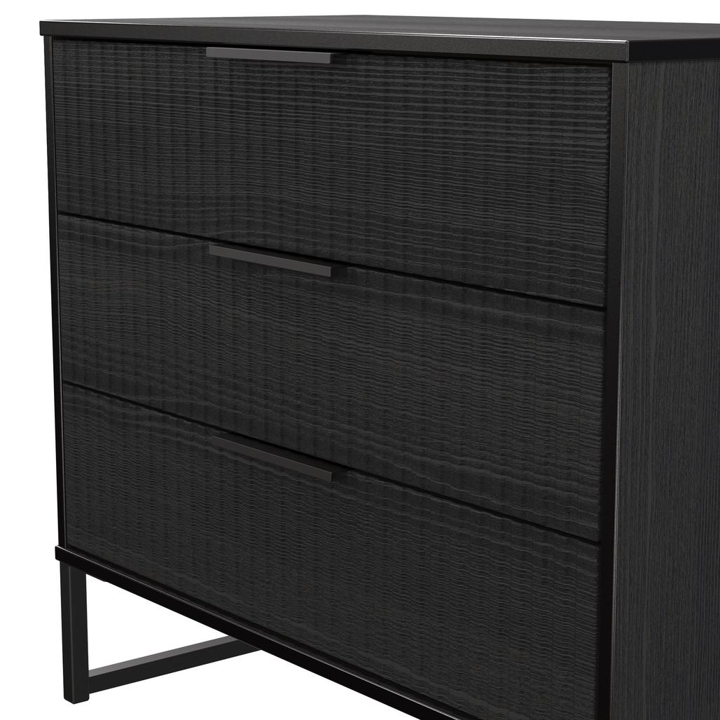 Fluted 3 Drawer Chest with Black Sleigh Legs