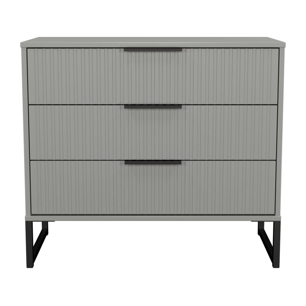 Fluted 3 Drawer Chest with Black Sleigh Legs