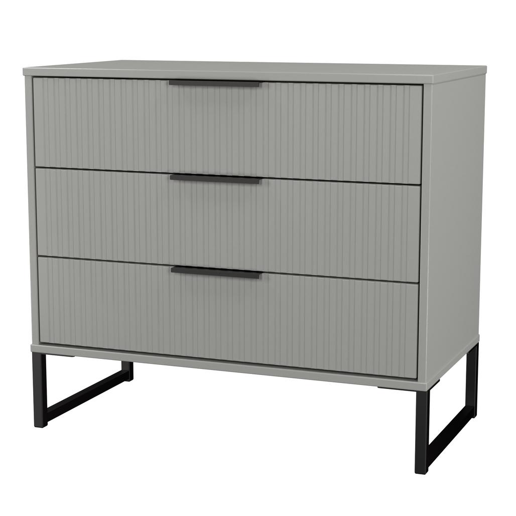 Fluted 3 Drawer Chest with Black Sleigh Legs