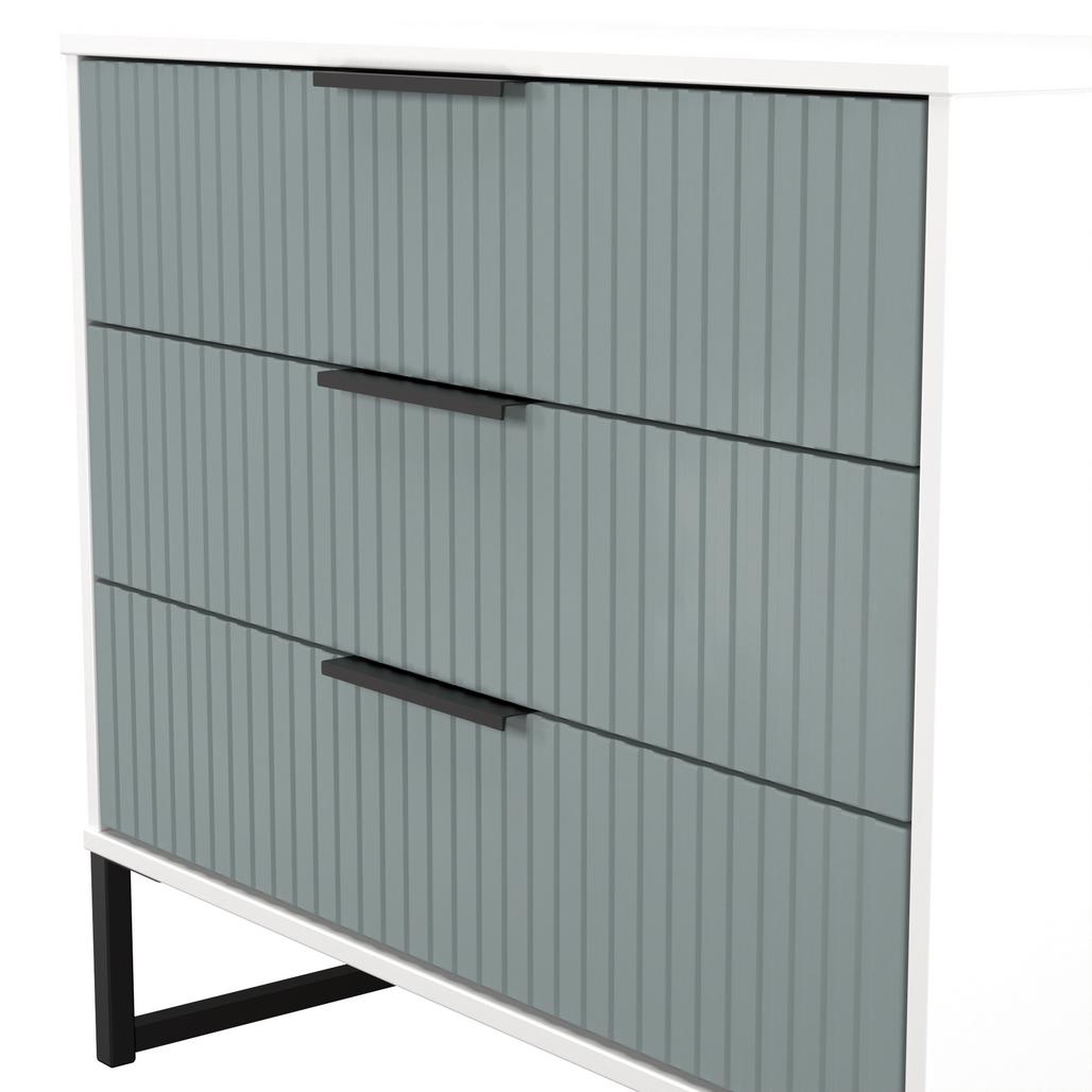 Fluted 3 Drawer Chest with Black Sleigh Legs