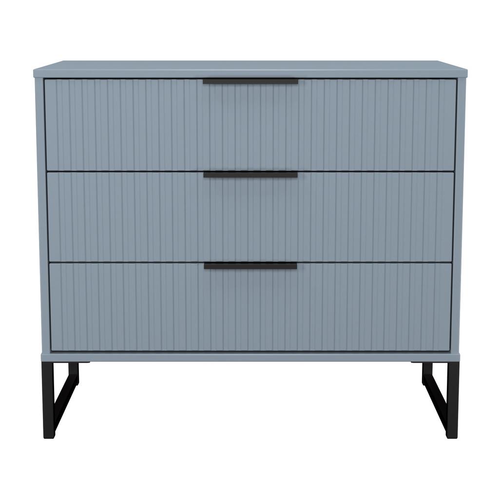 Fluted 3 Drawer Chest with Black Sleigh Legs