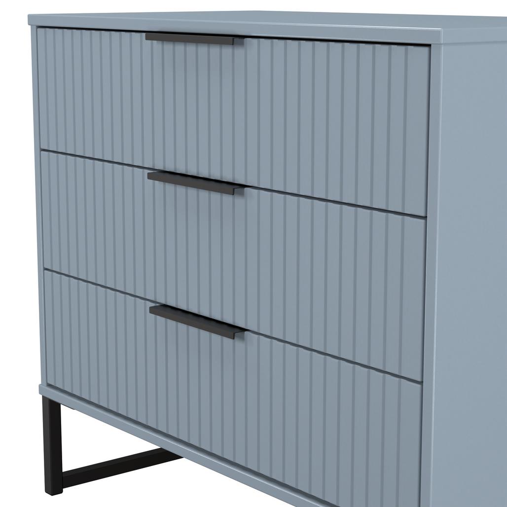 Fluted 3 Drawer Chest with Black Sleigh Legs