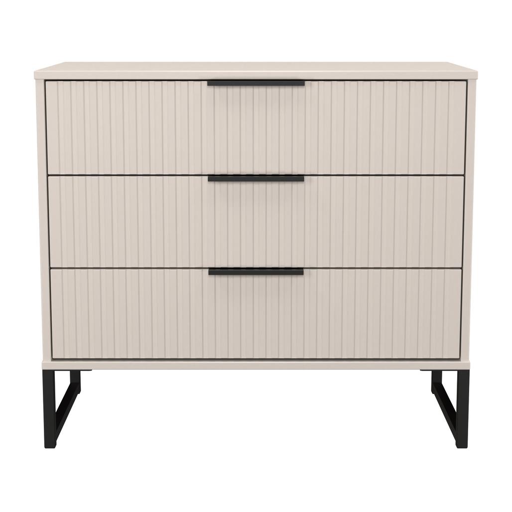Fluted 3 Drawer Chest with Black Sleigh Legs