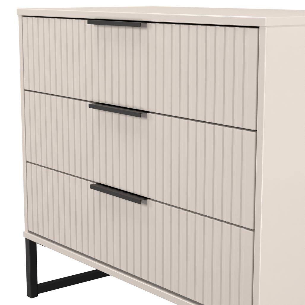 Fluted 3 Drawer Chest with Black Sleigh Legs
