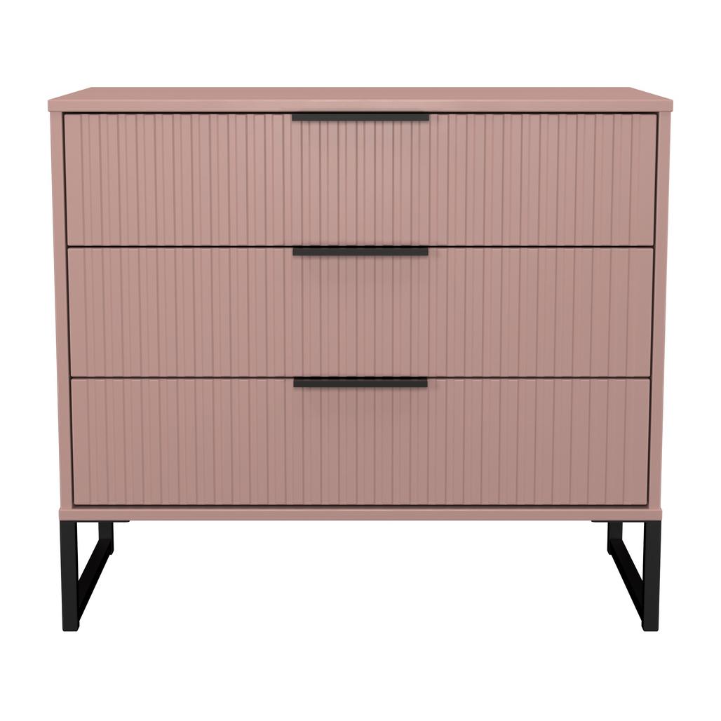 Fluted 3 Drawer Chest with Black Sleigh Legs