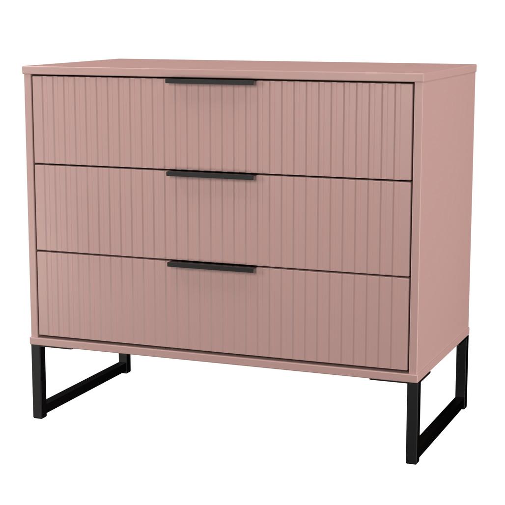 Fluted 3 Drawer Chest with Black Sleigh Legs