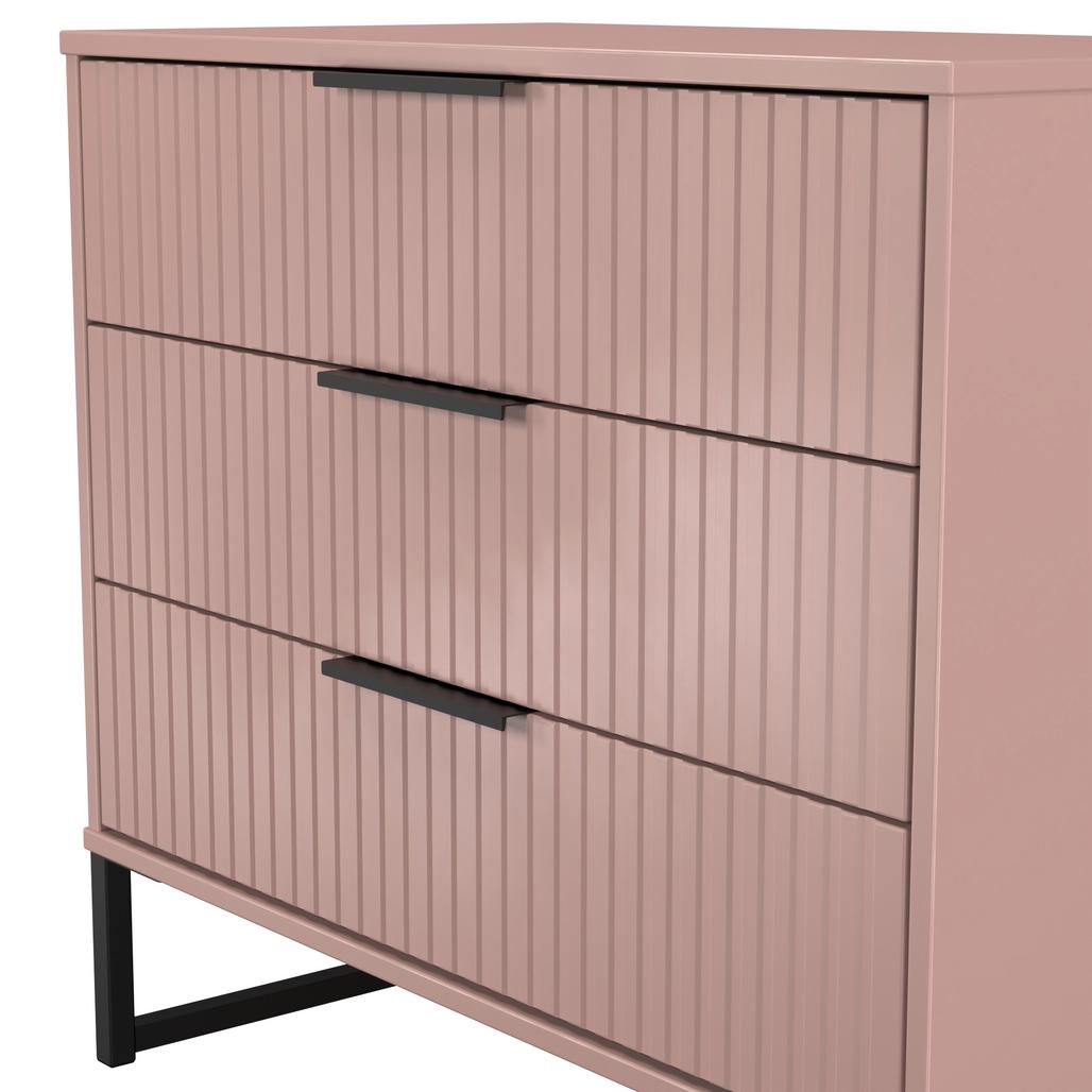 Fluted 3 Drawer Chest with Black Sleigh Legs