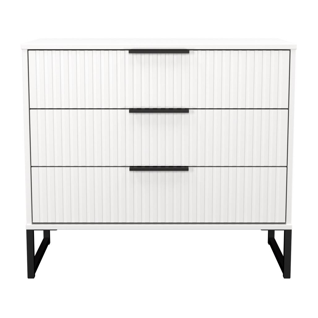 Fluted 3 Drawer Chest with Black Sleigh Legs