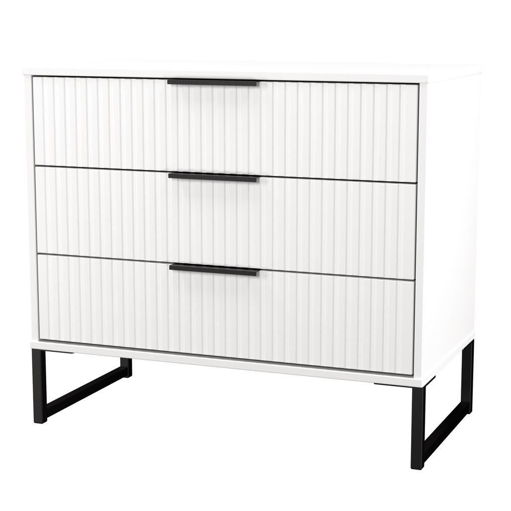 Fluted 3 Drawer Chest with Black Sleigh Legs