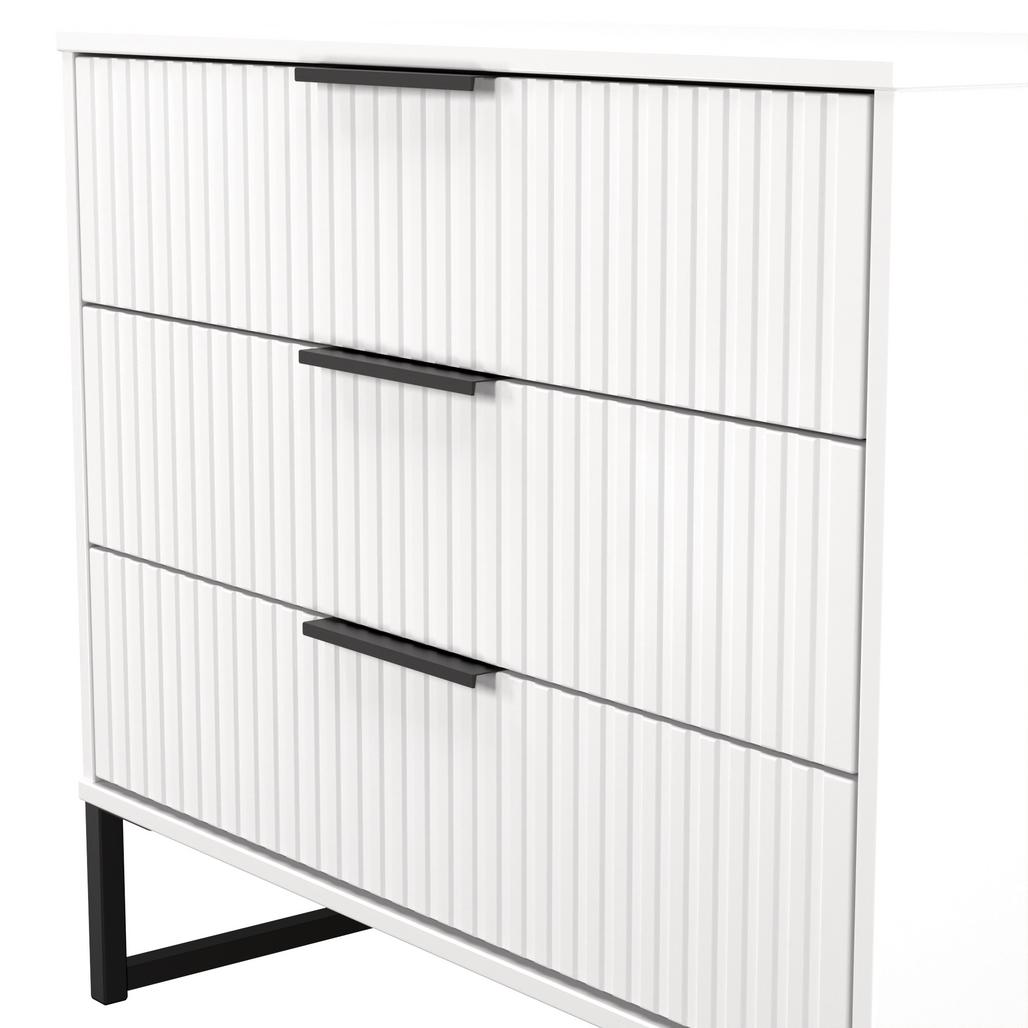 Fluted 3 Drawer Chest with Black Sleigh Legs
