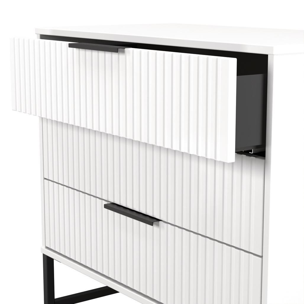 Fluted 3 Drawer Chest with Black Sleigh Legs