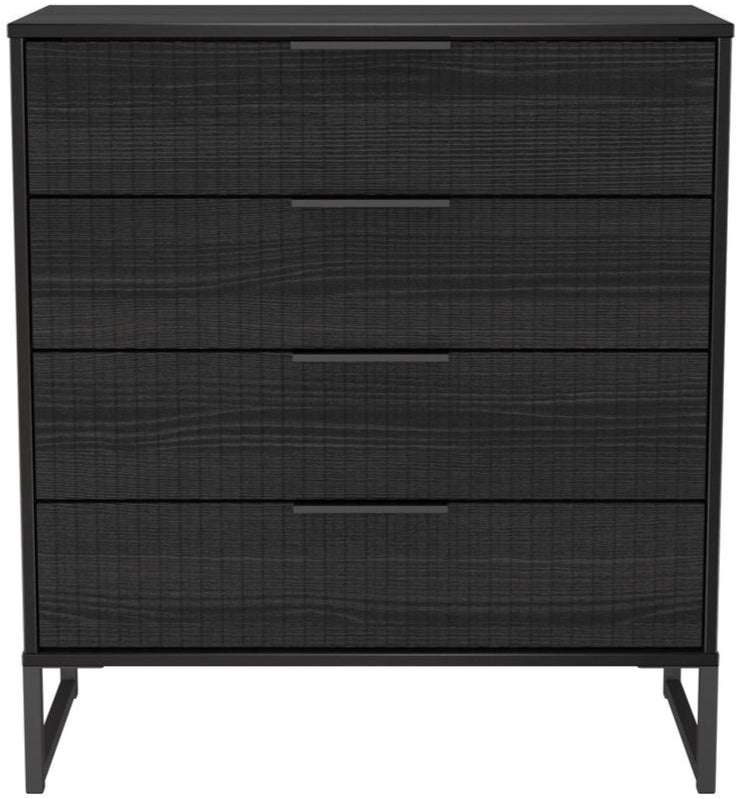 Fluted 4 Drawer Chest with Black Sleigh Legs