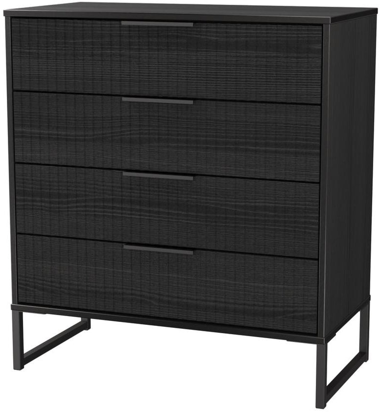Fluted 4 Drawer Chest with Black Sleigh Legs