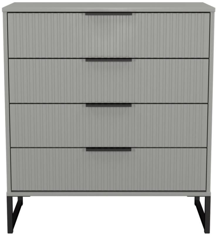 Fluted 4 Drawer Chest with Black Sleigh Legs
