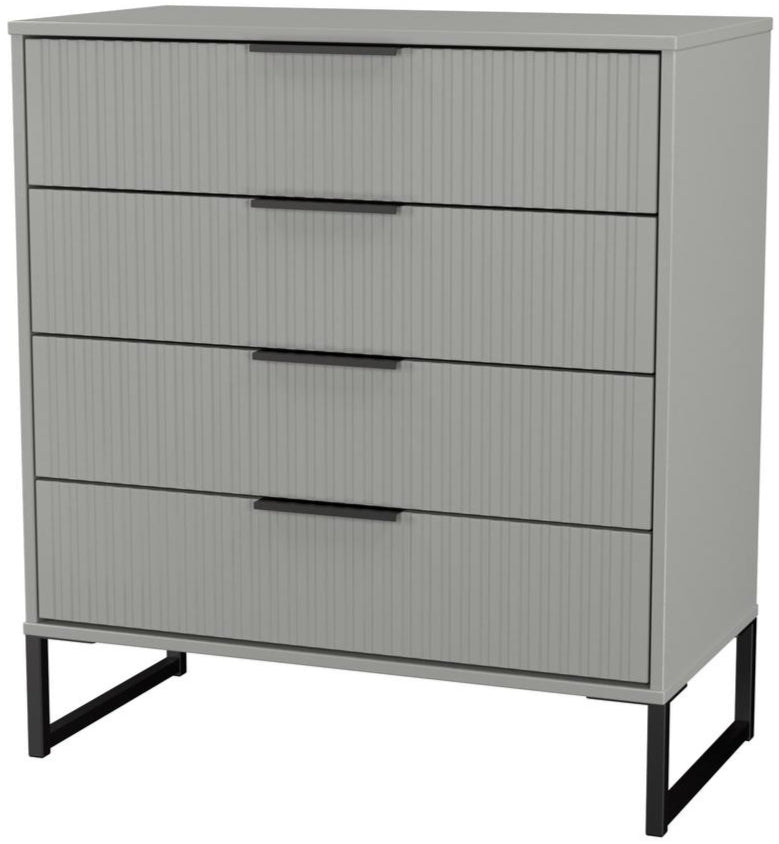 Fluted 4 Drawer Chest with Black Sleigh Legs