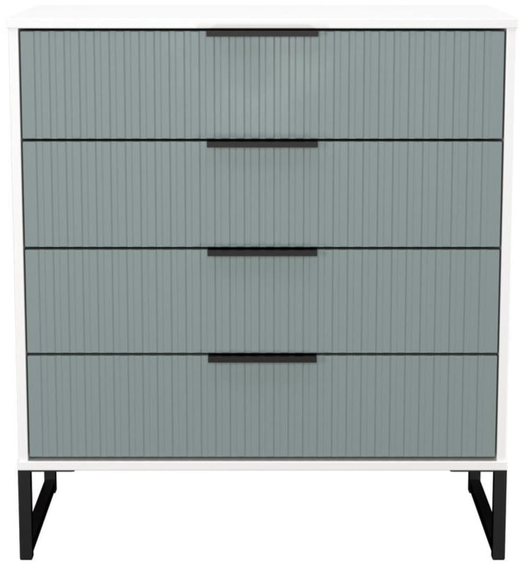 Fluted 4 Drawer Chest with Black Sleigh Legs