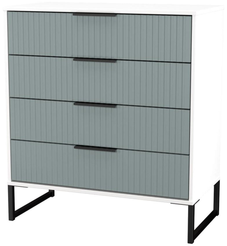 Fluted 4 Drawer Chest with Black Sleigh Legs