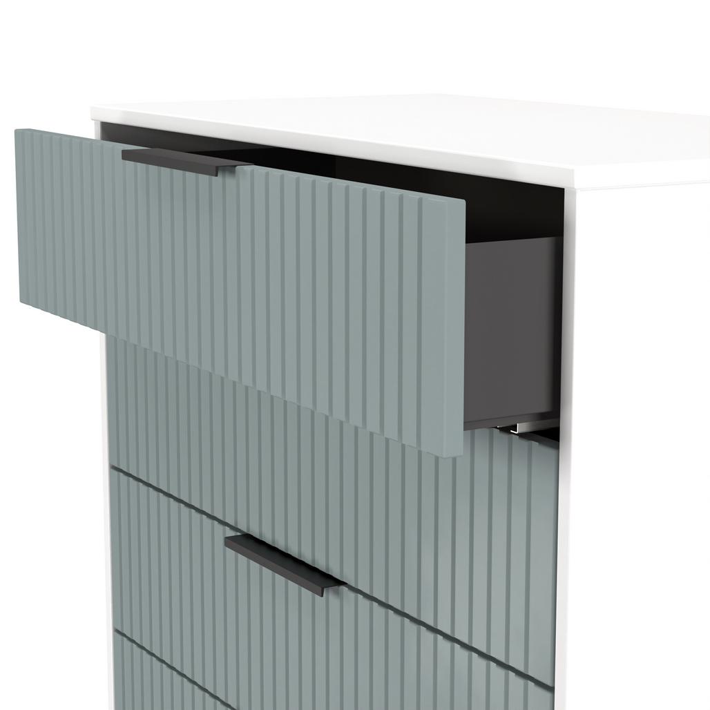 Fluted 4 Drawer Chest with Black Sleigh Legs