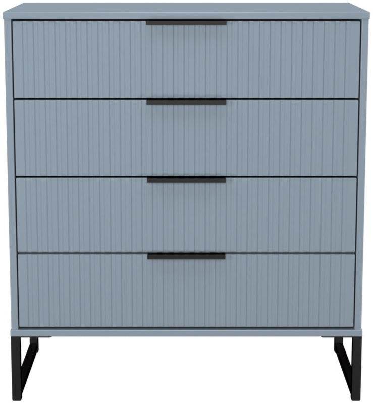 Fluted 4 Drawer Chest with Black Sleigh Legs