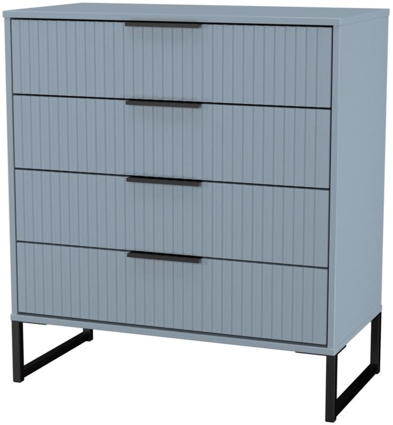 Fluted 4 Drawer Chest with Black Sleigh Legs