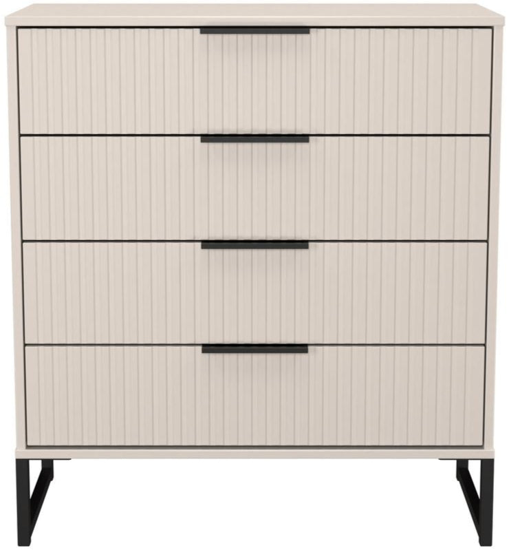 Fluted 4 Drawer Chest with Black Sleigh Legs