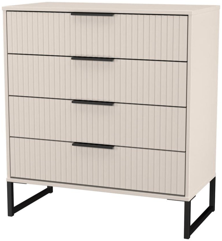 Fluted 4 Drawer Chest with Black Sleigh Legs