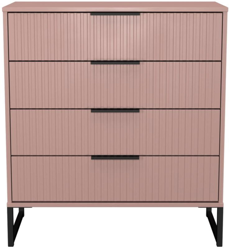 Fluted 4 Drawer Chest with Black Sleigh Legs
