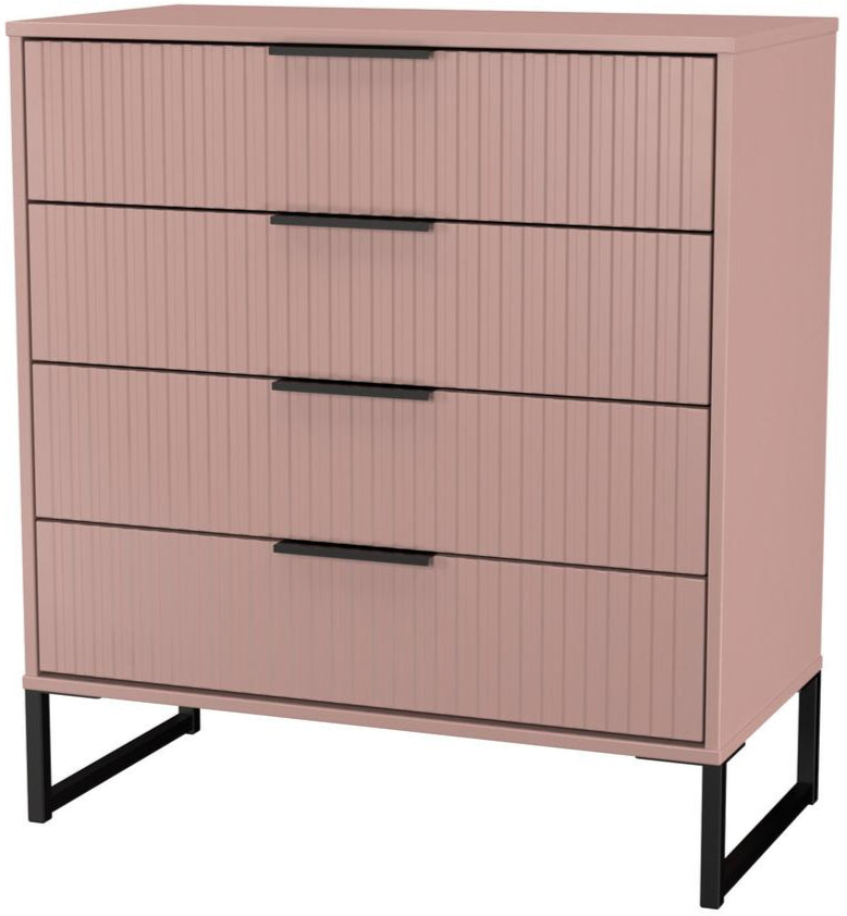 Fluted 4 Drawer Chest with Black Sleigh Legs