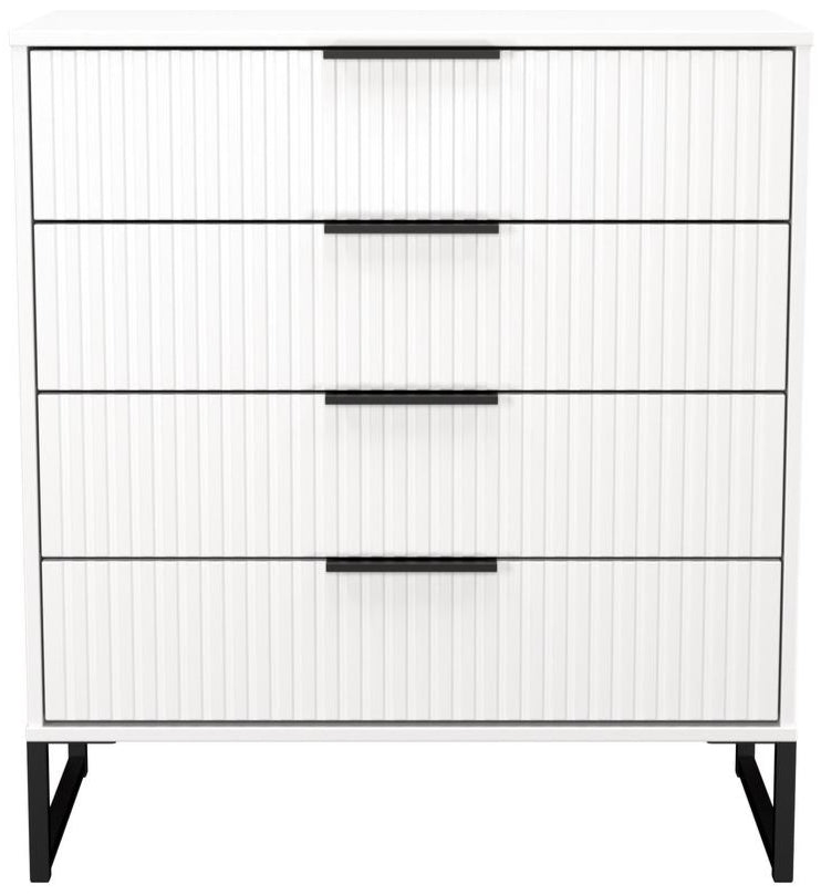 Fluted 4 Drawer Chest with Black Sleigh Legs
