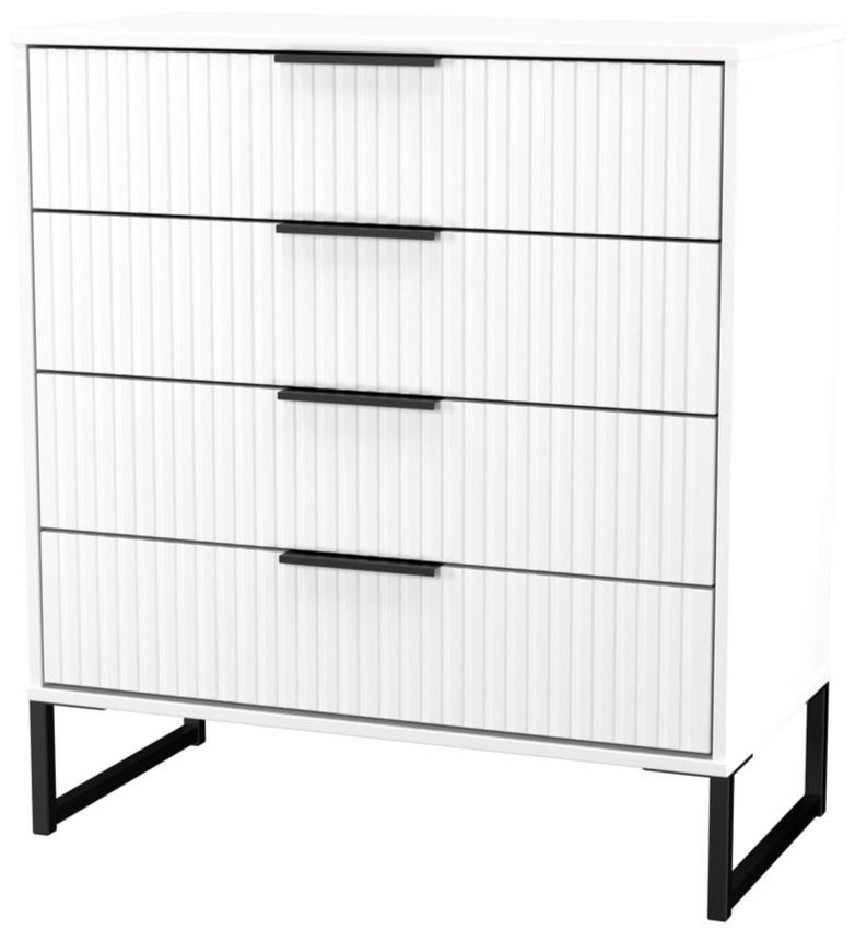 Fluted 4 Drawer Chest with Black Sleigh Legs