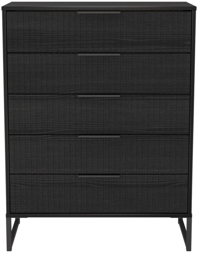 Fluted 5 Drawer Chest with Black Sleigh Legs