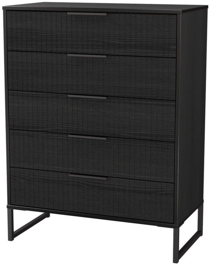 Fluted 5 Drawer Chest with Black Sleigh Legs