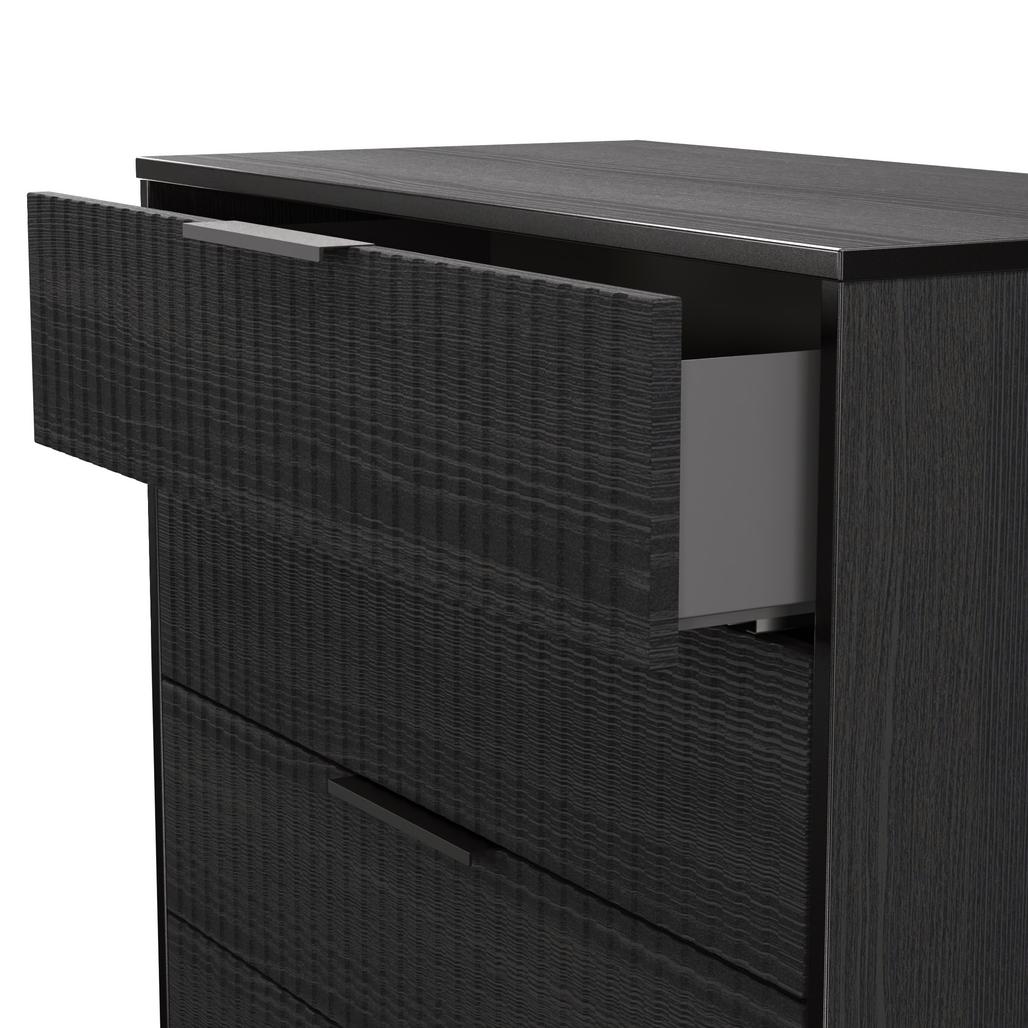 Fluted 5 Drawer Chest with Black Sleigh Legs