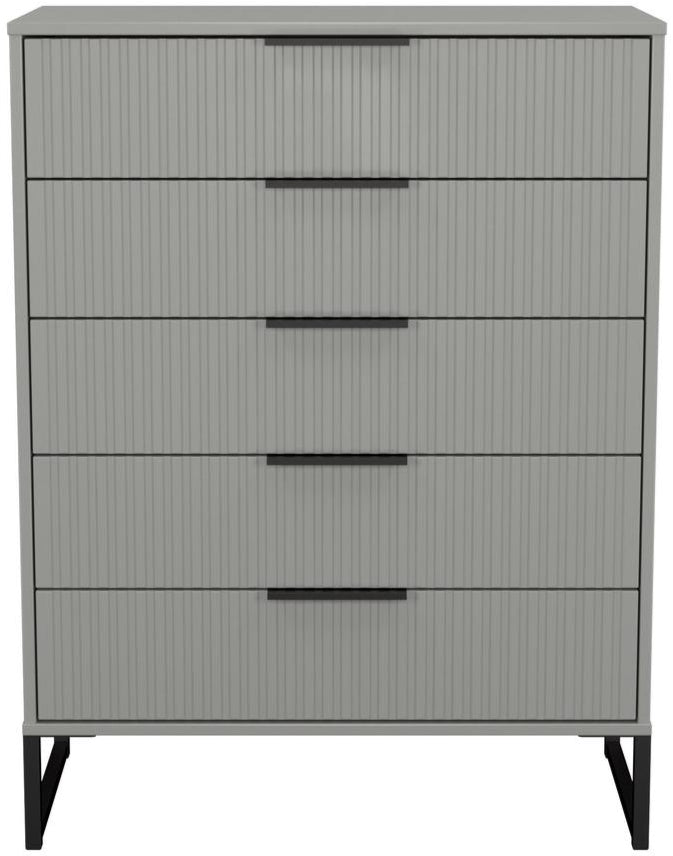 Fluted 5 Drawer Chest with Black Sleigh Legs