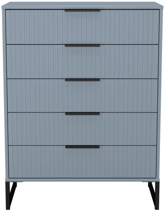 Fluted 5 Drawer Chest with Black Sleigh Legs