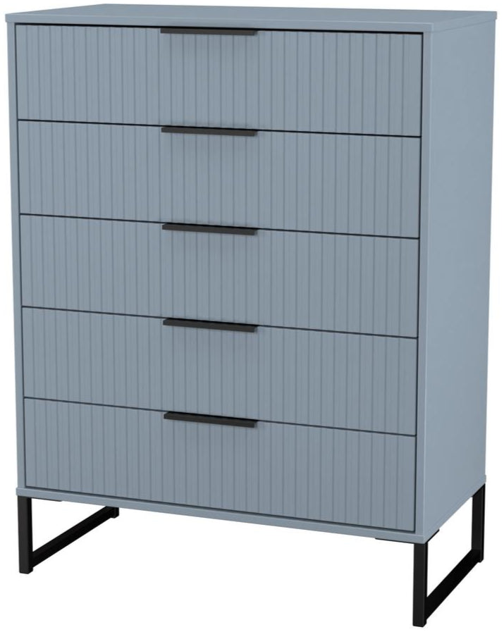 Fluted 5 Drawer Chest with Black Sleigh Legs