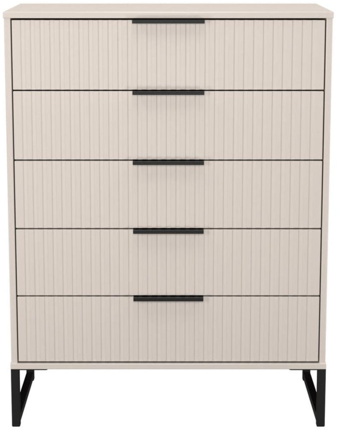 Fluted 5 Drawer Chest with Black Sleigh Legs