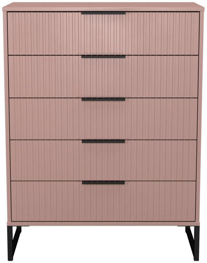 Fluted 5 Drawer Chest with Black Sleigh Legs