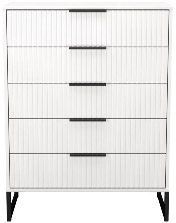 Fluted 5 Drawer Chest with Black Sleigh Legs