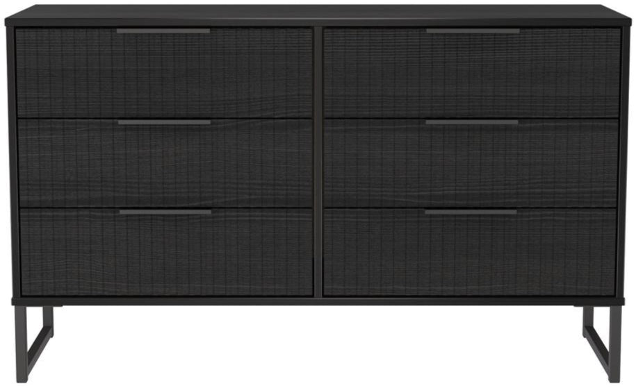 Fluted 6 Drawer Midi Chest with Black Sleigh Legs