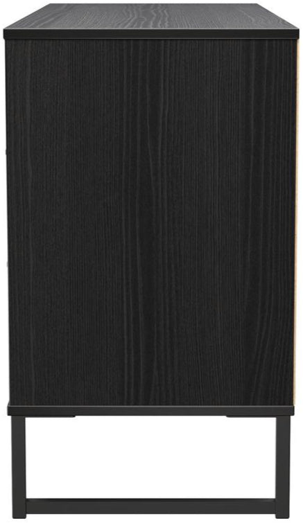 Fluted 6 Drawer Midi Chest with Black Sleigh Legs