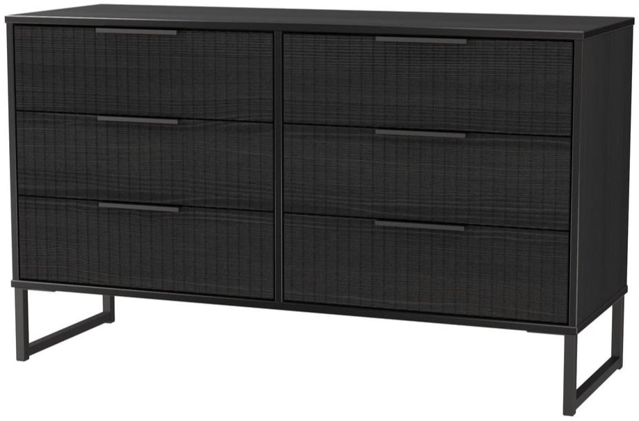 Fluted 6 Drawer Midi Chest with Black Sleigh Legs