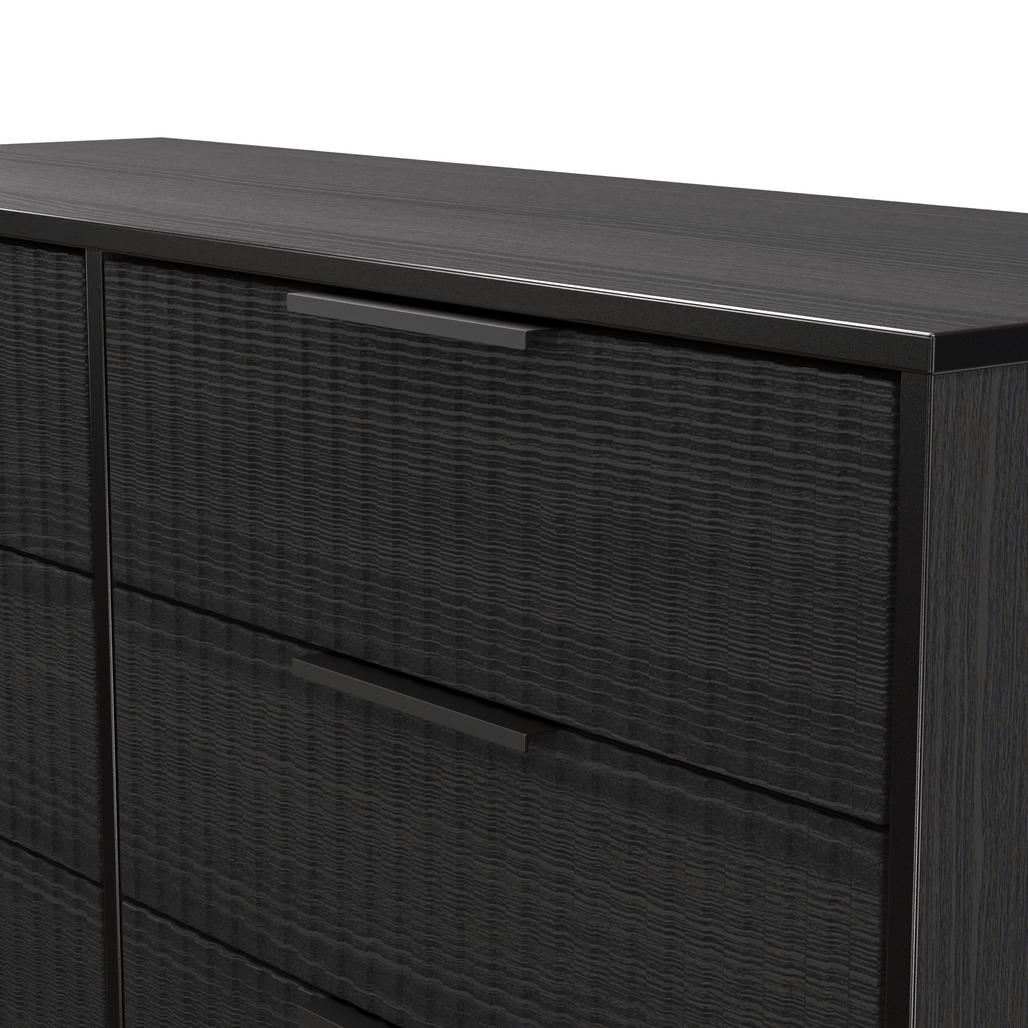 Fluted 6 Drawer Midi Chest with Black Sleigh Legs
