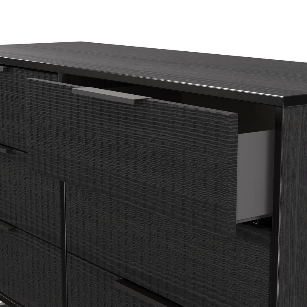 Fluted 6 Drawer Midi Chest with Black Sleigh Legs