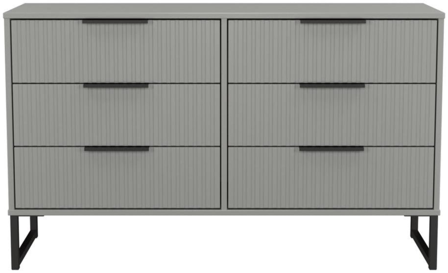 Fluted 6 Drawer Midi Chest with Black Sleigh Legs