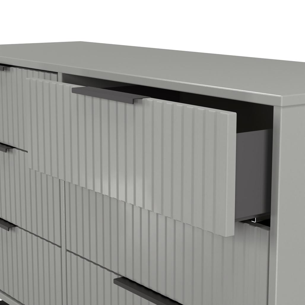 Fluted 6 Drawer Midi Chest with Black Sleigh Legs